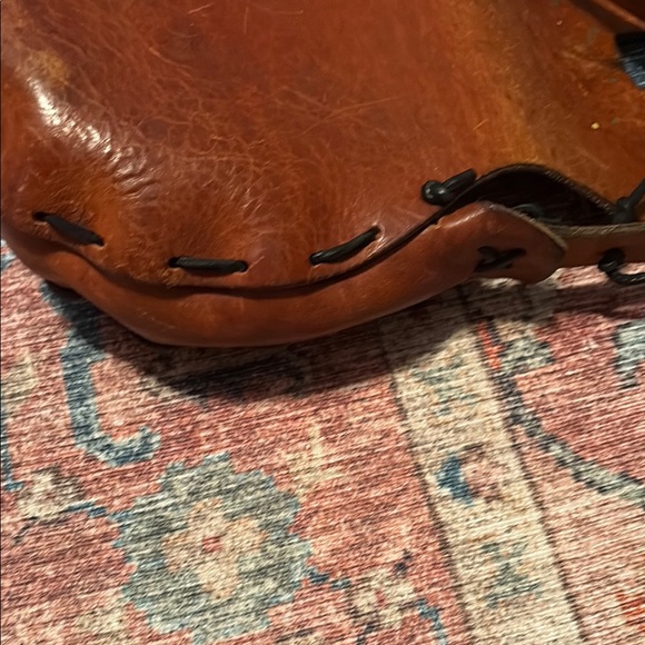 Vintage 70s Hippie Brown Leather Women's Bag - Picture 11 of 12
